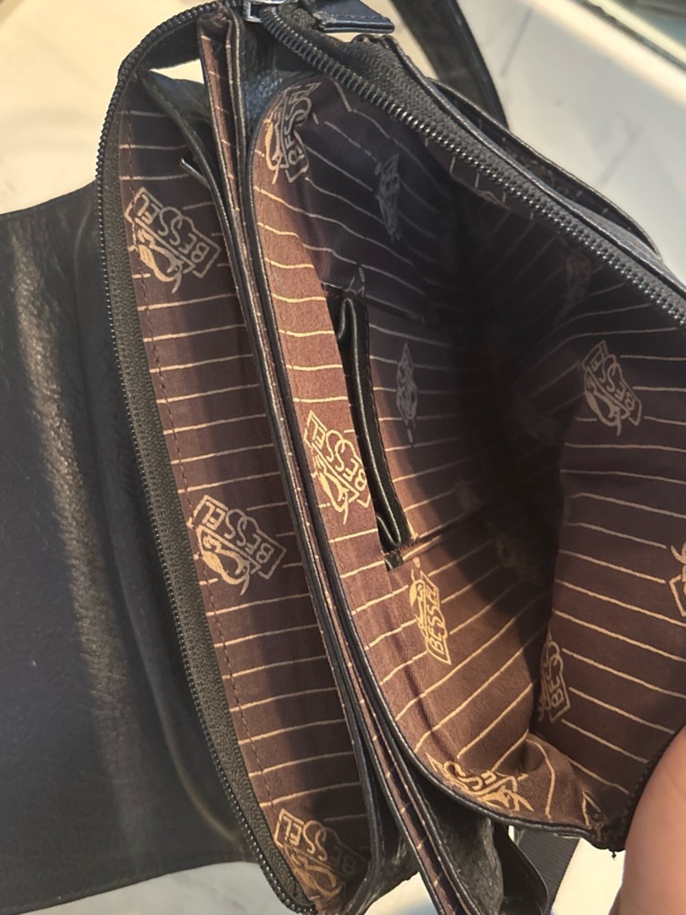 Black Leather Crossbody Bag with Buckle Detail - Picture 4 of 4